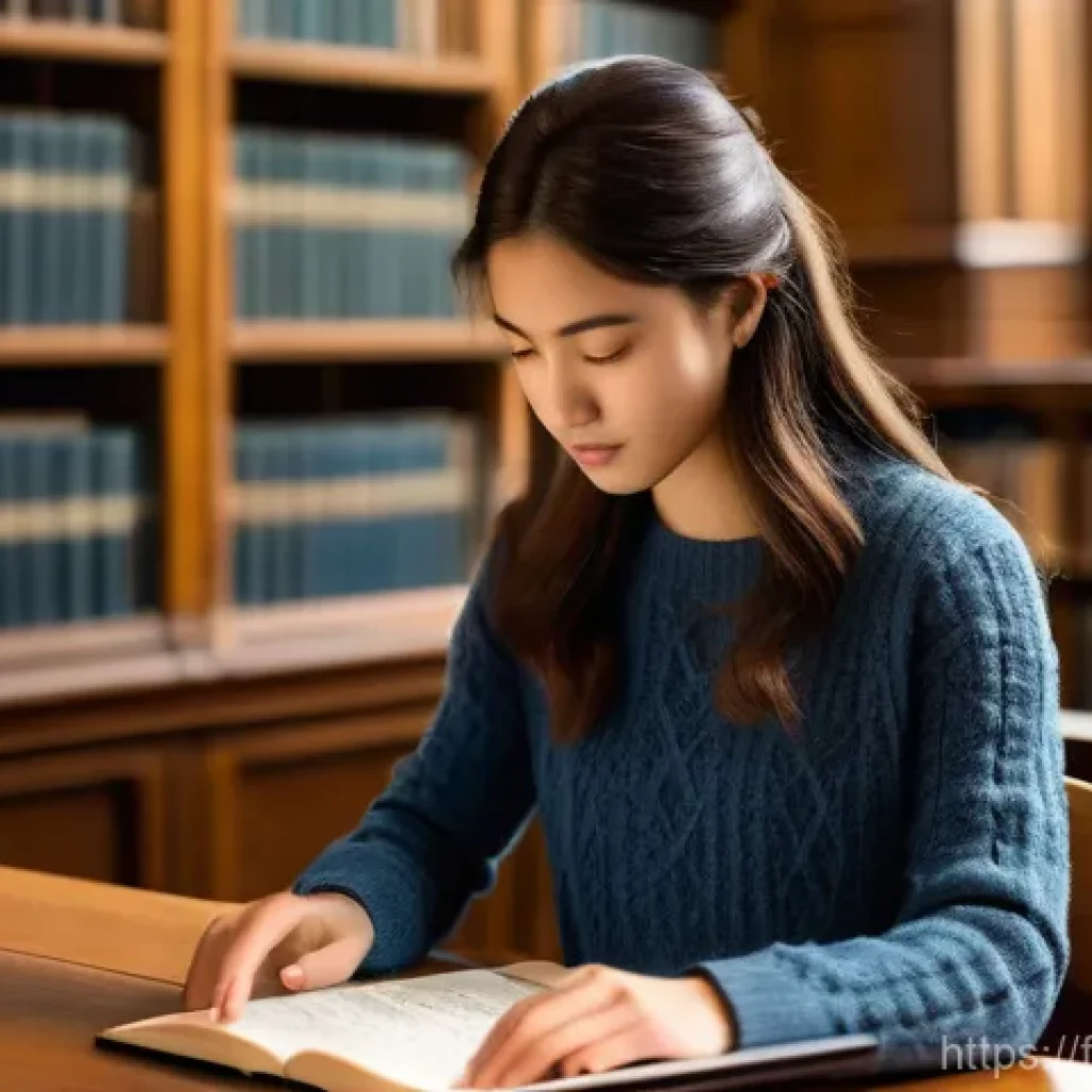 음악이론 관련 대학원 진학 정보 - A female university student in her mid-20s, dressed in smart casual attire including a modest, finel...