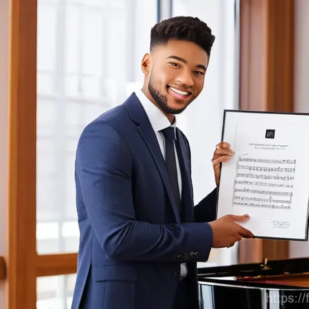 음악이론 자격증 연봉 협상 팁 - **Prompt: The Accomplished Musician with Certification**
"A confident adult musician, profession...